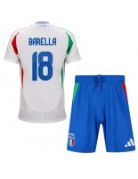 Italia Nicolo Barella #18 Bortedraktsett Barn EM 2024 Korte ermer (+ bukser)